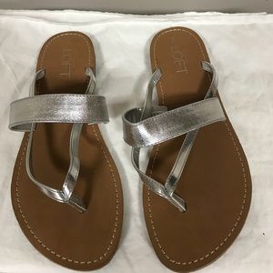 Silver strap flip flop sandals